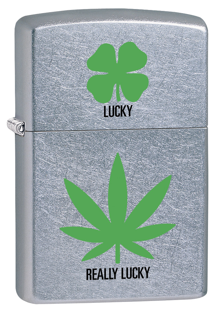 Zippo Lighter: Marijuana Leaf and Four Leaf Clover - Street Chrome 79449