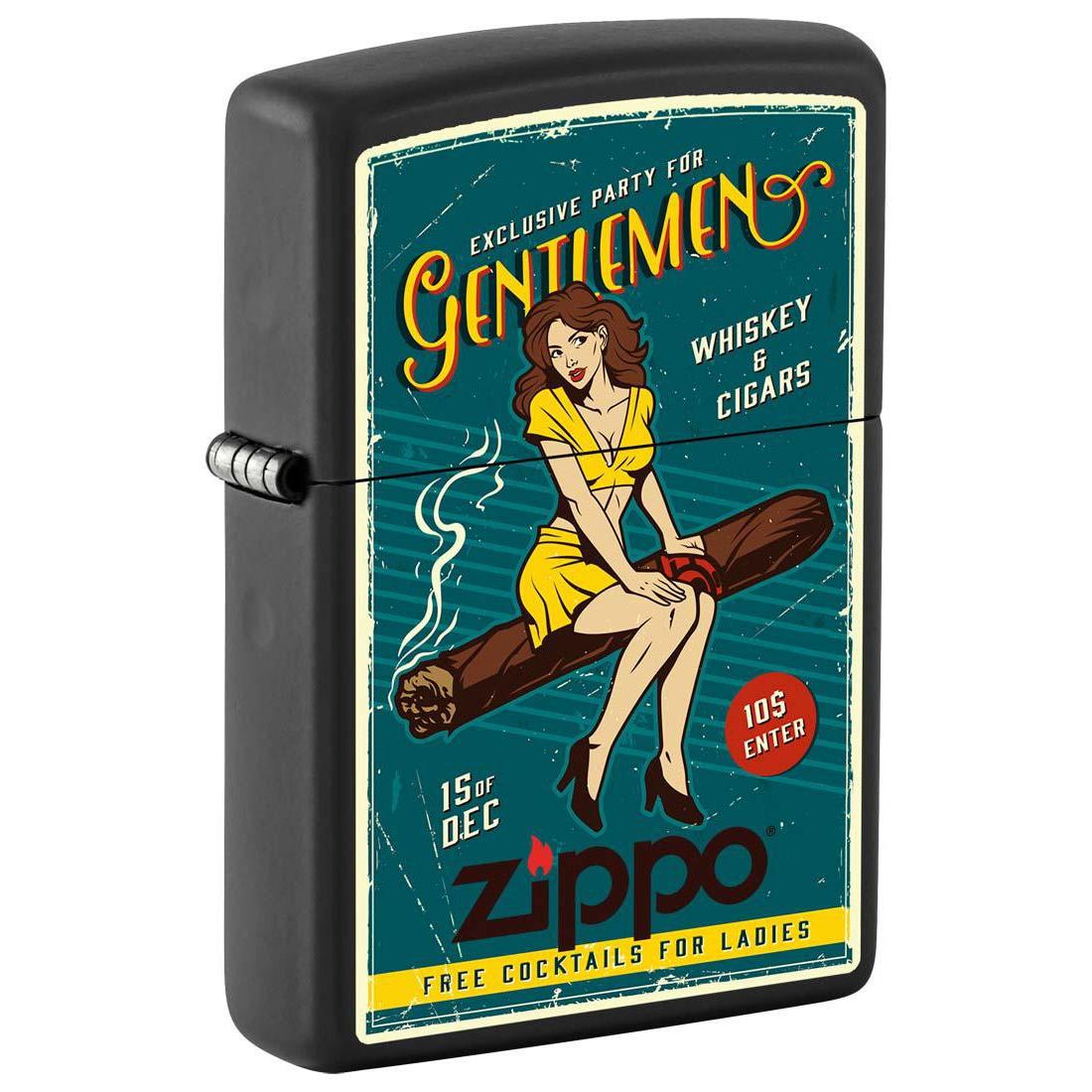 Zippo Lighter: Cigar Pin-up Girl - Black Matte 81329