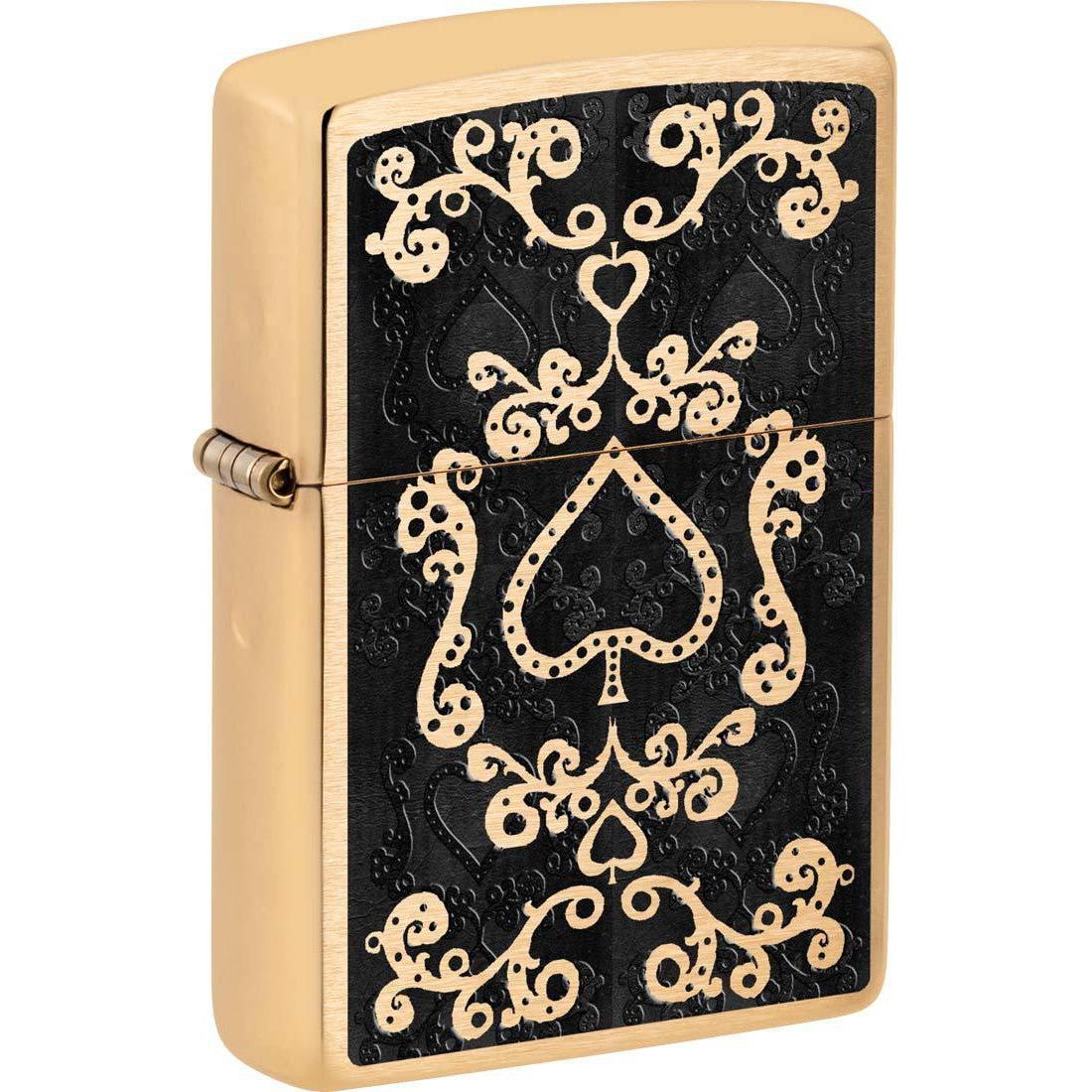 Zippo Lighter: Spade Design - Brushed Brass 81367