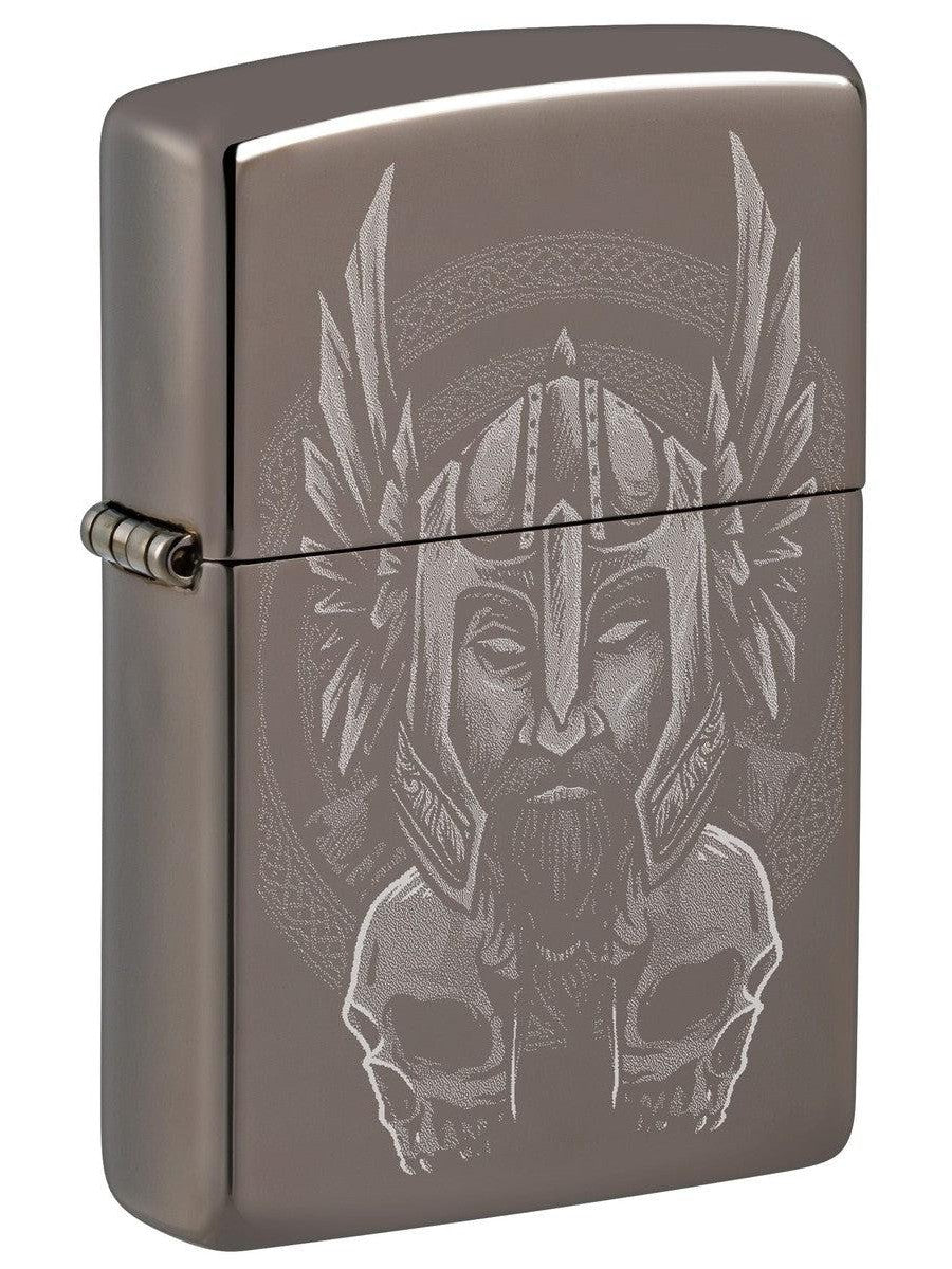 Zippo Lighter: Nordic Warrior and Skulls - Black Ice 81464