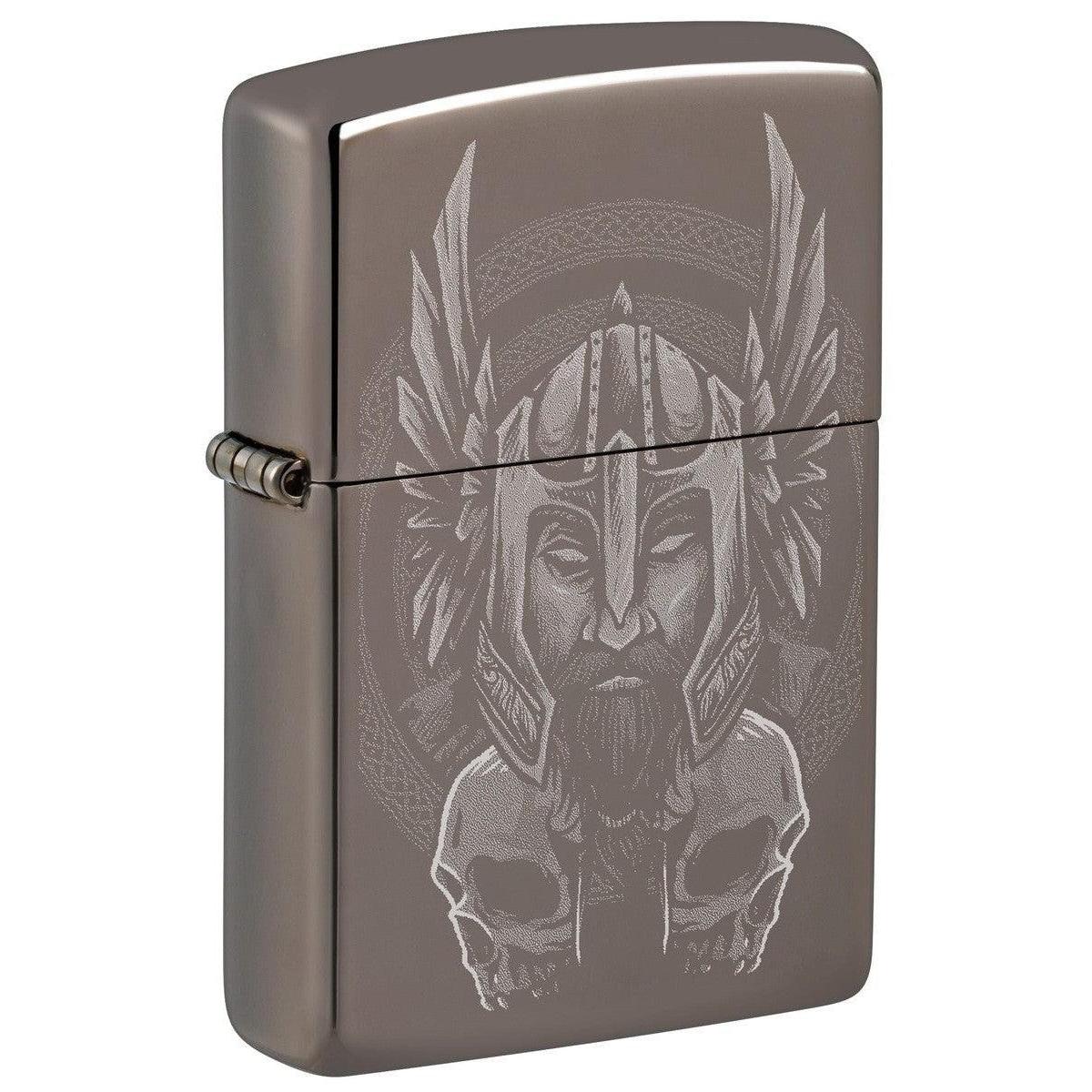 Zippo Lighter: Nordic Warrior and Skulls - Black Ice 81464