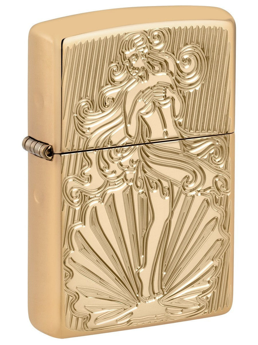 Zippo Lighter: Aphrodite, The Goddess of Love, Armor Deep Carved - High Polish Brass 81493