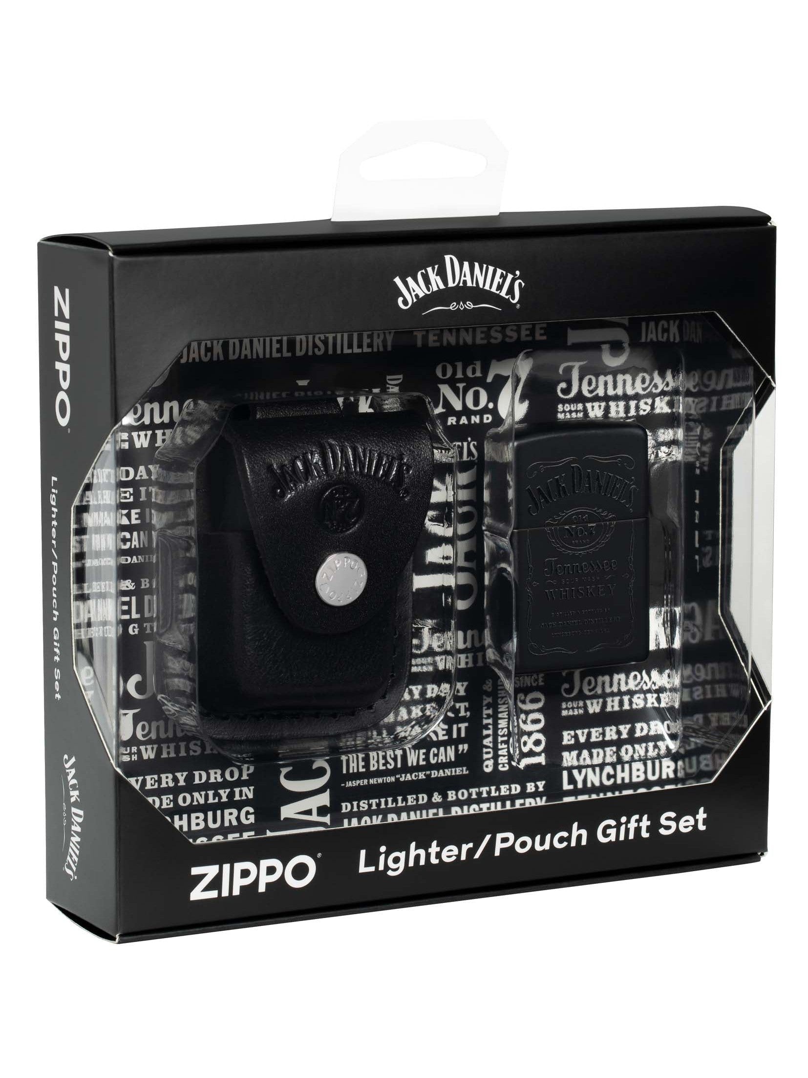 Zippo Jack Daniel's Lighter and Pouch Gift Set - Black Matte 48460