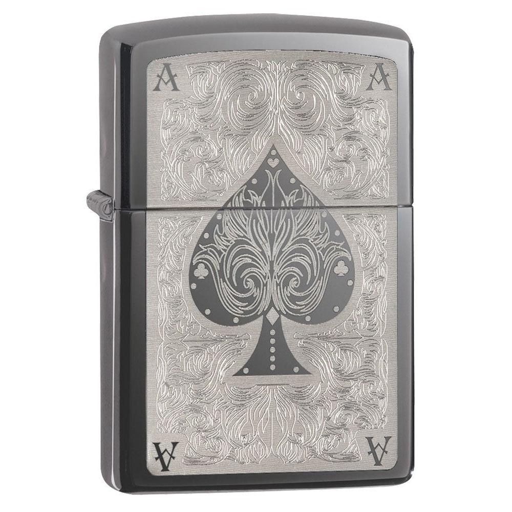 Zippo Lighter: Ace of Spades Filigree - Black Ice 28323