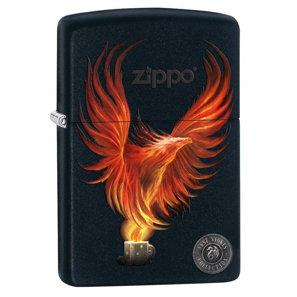 Zippo Lighter: Anne Stokes Firebird - Black Matte 77067
