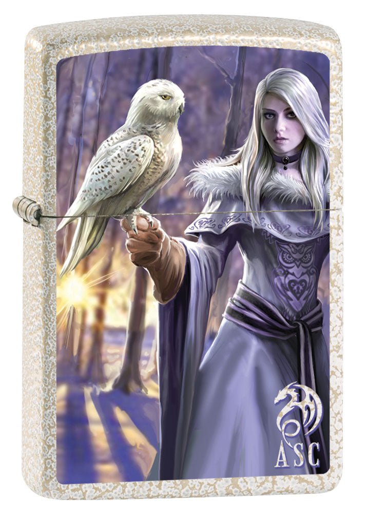 Zippo Lighter: Anne Stokes Woman with Owl - Mercury Glass 80894