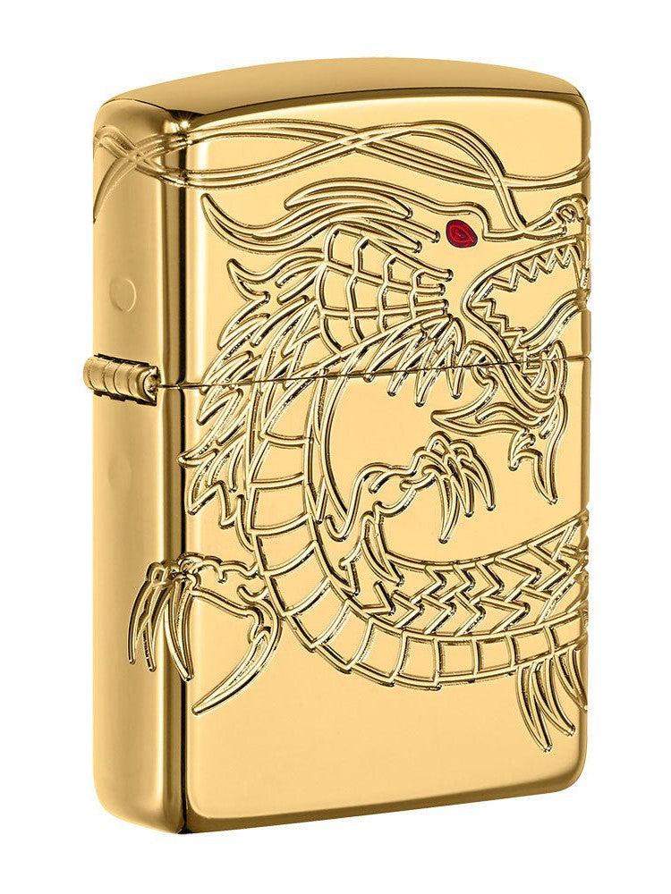 Zippo Lighter: Armor Multicut Dragon - High Polish Gold Plate 29265