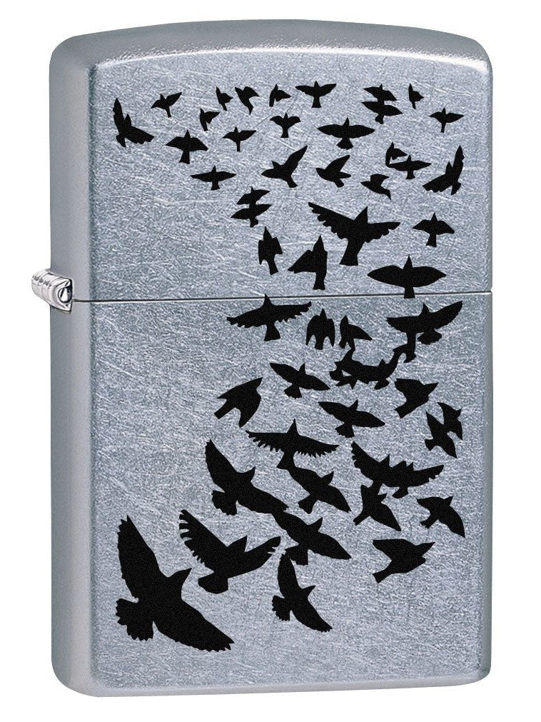 Zippo Lighter: Black Birds Flying - Street Chrome 80208