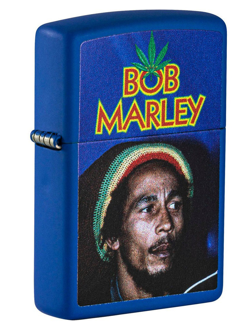 Zippo Lighter: Bob Marley, Weed Leaf - Royal Blue Matte 49238