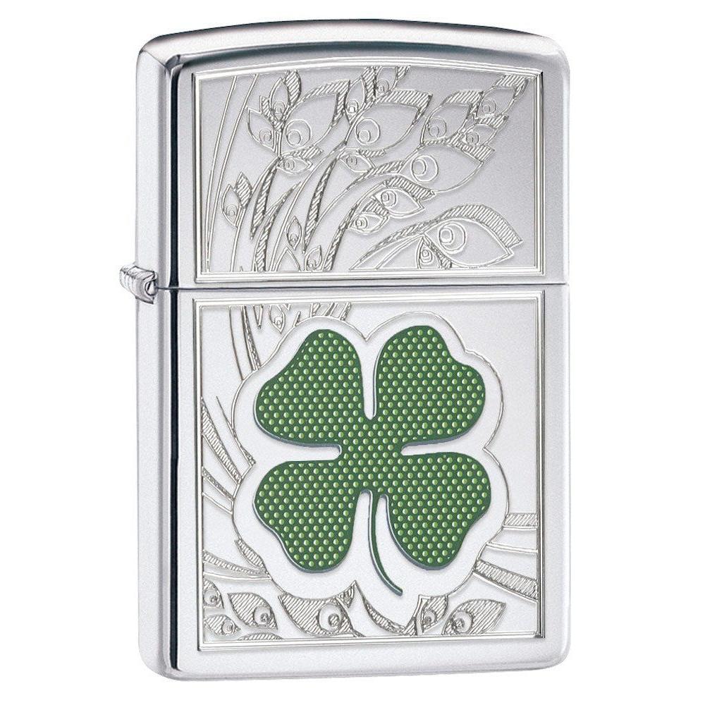 Zippo Lighter: Clover Emblem - HP Chrome 24699