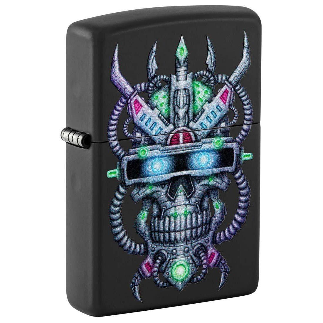 Zippo Lighter: Cyber Skull - Black Matte 48516