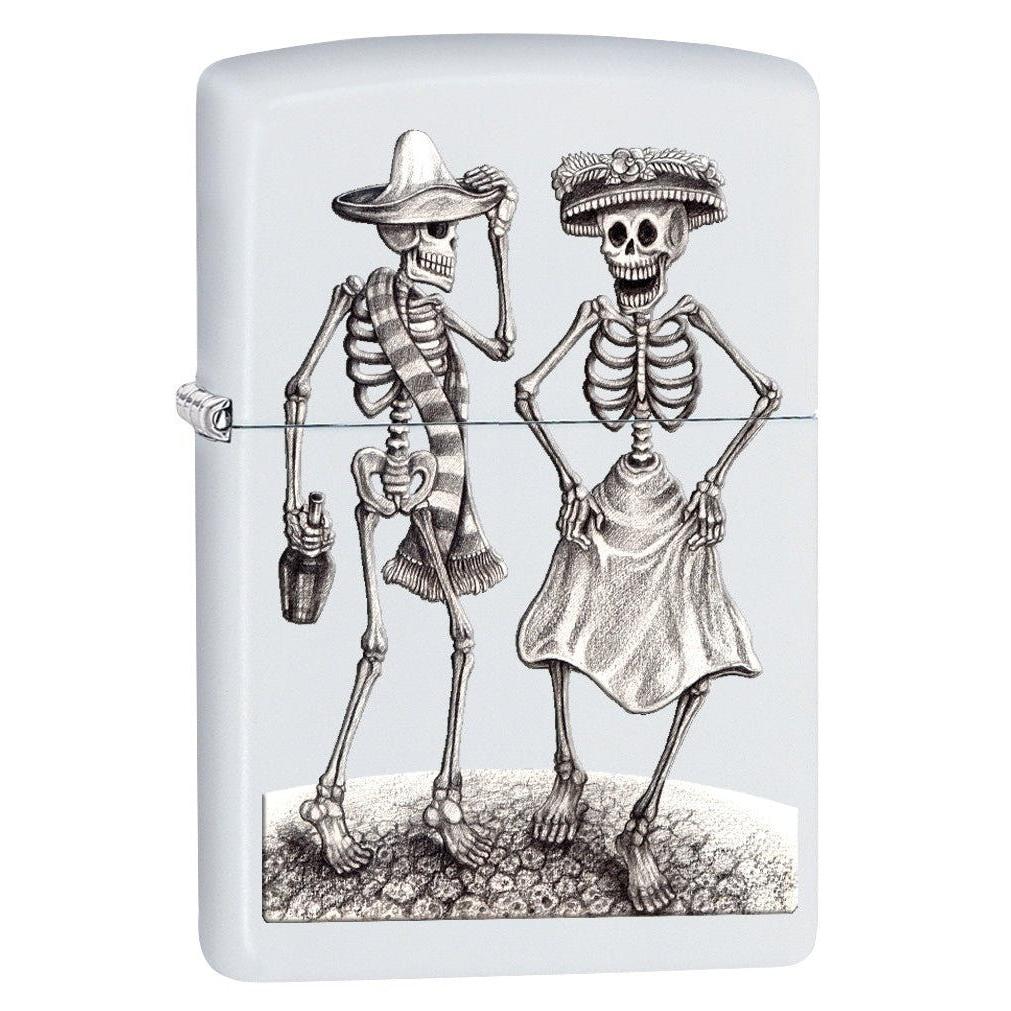 Zippo Lighter: Dancing Skeletons - White Matte 78552