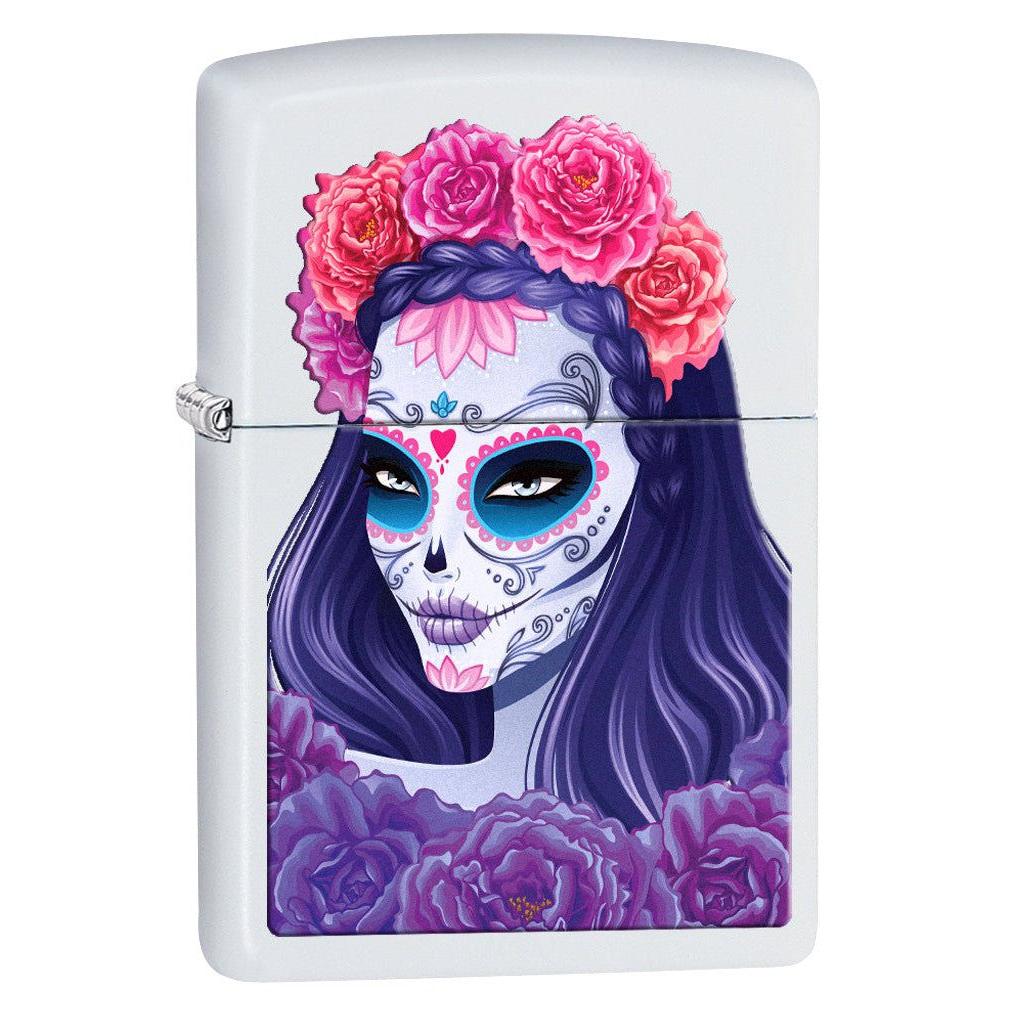 Zippo Lighter: Day of the Dead Girl - White Matte 78258