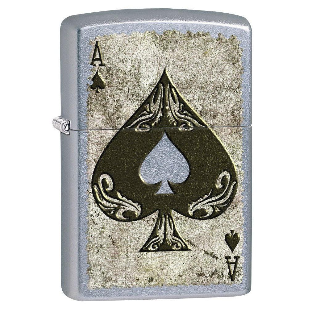 Zippo Lighter: Distressed Ace of Spades - Street Chrome 80574