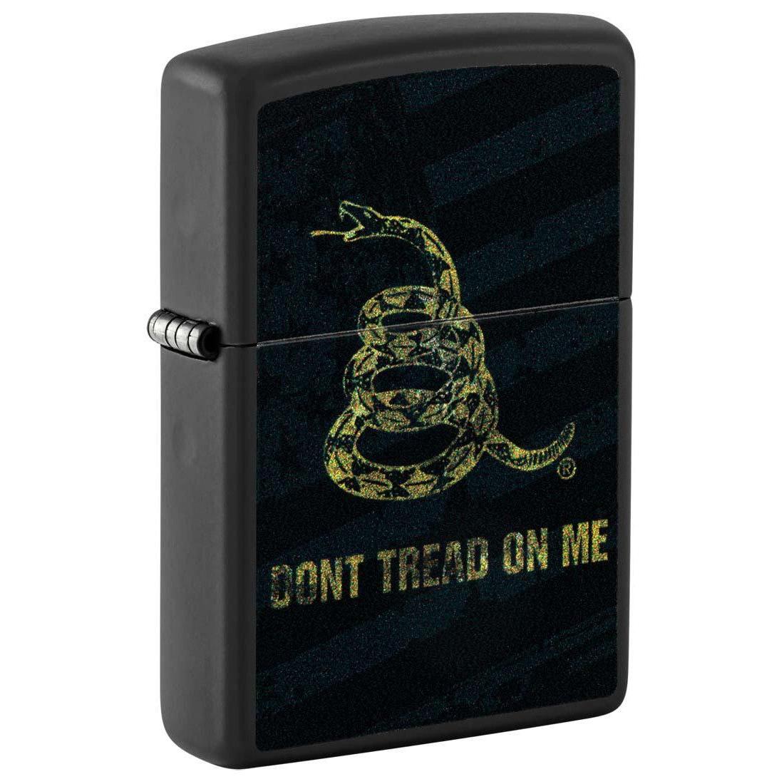 Zippo Lighter: Don't Tread on Me Logo - Black Matte 48553