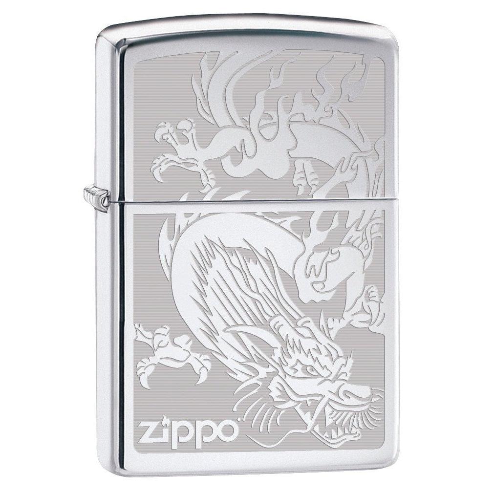 Zippo Lighter: Dragon, Engraved - High Polish Chrome 76458