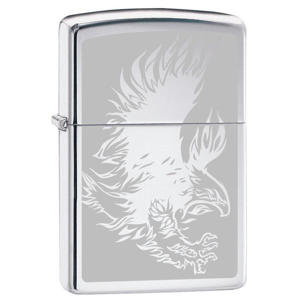 Zippo Lighter: Eagle with Talons, Engraved - High Polish Chrome 80235