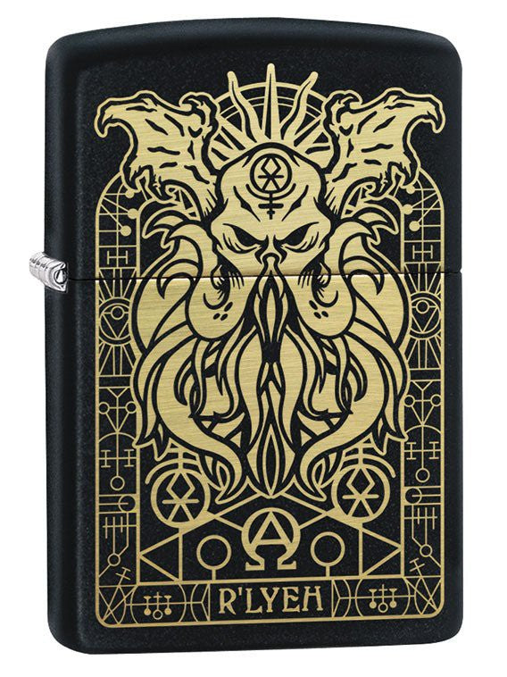 Zippo Lighter: Engraved Monster - Black Matte 29965