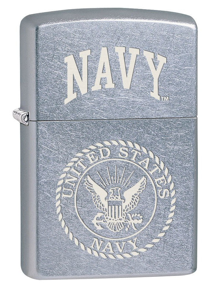 Zippo Lighter: Engraved U.S. Navy Logo - Street Chrome 80382