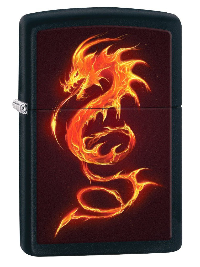 Zippo Lighter: Fiery Dragon - Black Matte 80828