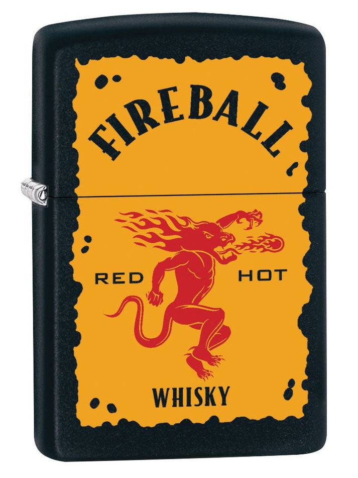 Zippo Lighter: Fireball Logo - Black Matte 80905