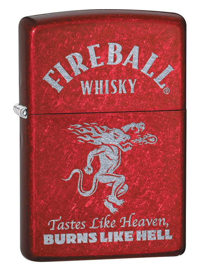 Zippo Lighter: Fireball Whisky Logo, Engraved - Candy Apple Red 80037
