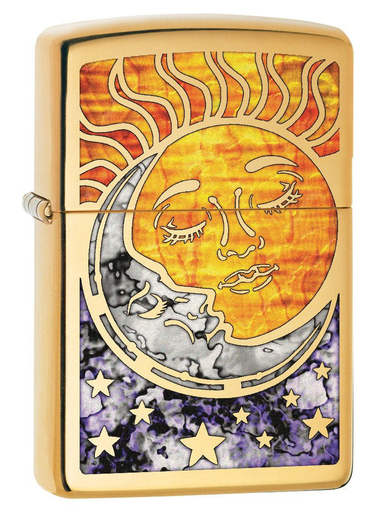 Zippo Lighter: Fusion Sun and Moon - High Polish Brass 78780