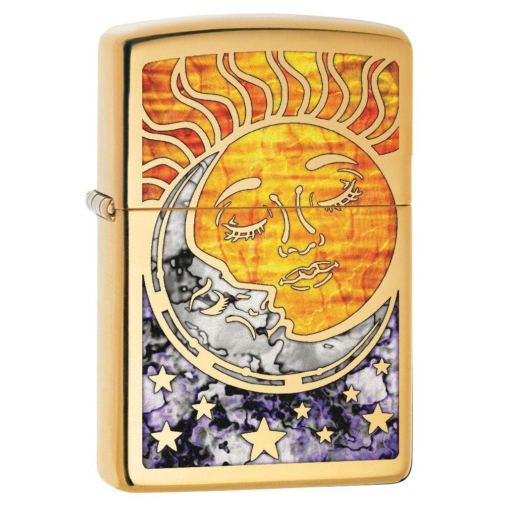 Zippo Lighter: Fusion Sun and Moon - High Polish Brass 78780