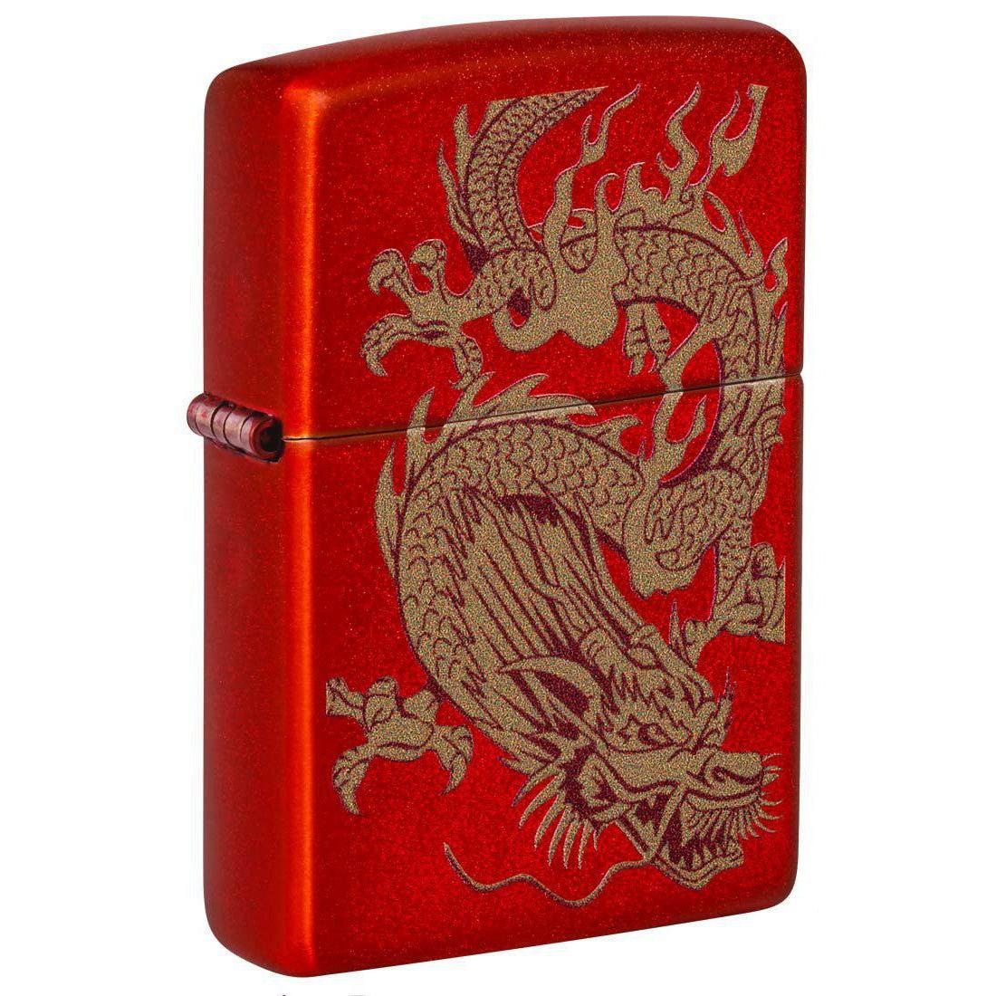 Zippo Lighter: Golden Dragon - Metallic Red 81398