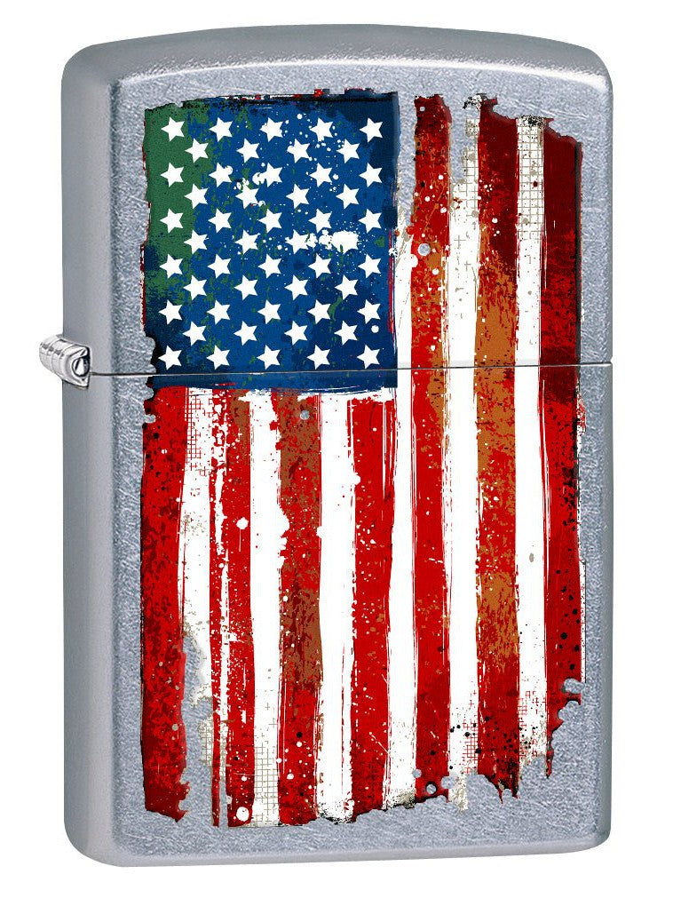 Zippo Lighter: Grunge American Flag - Street Chrome 77406