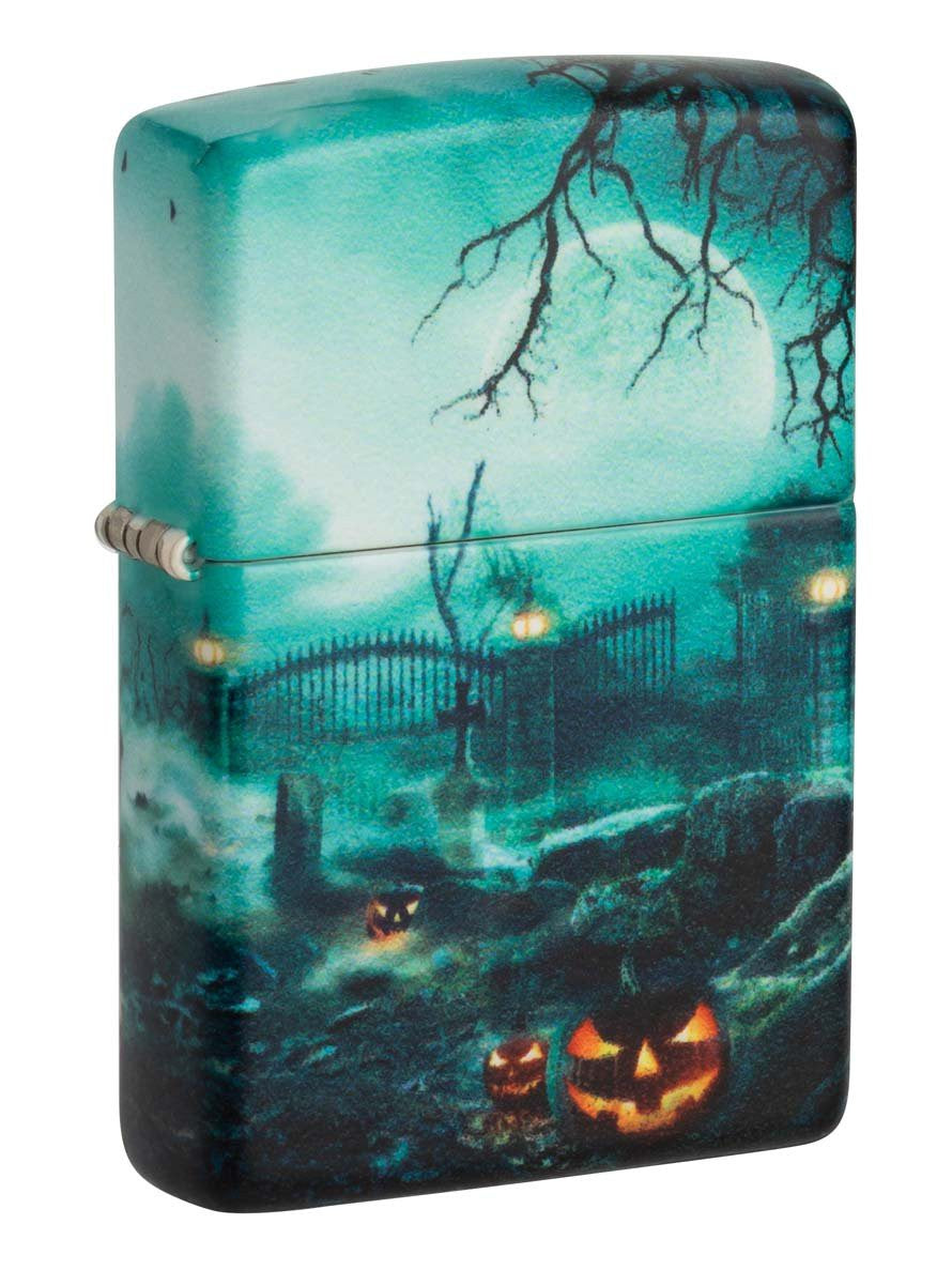 Zippo Lighter: Halloween Graveyard, 540 Color - Matte 48389