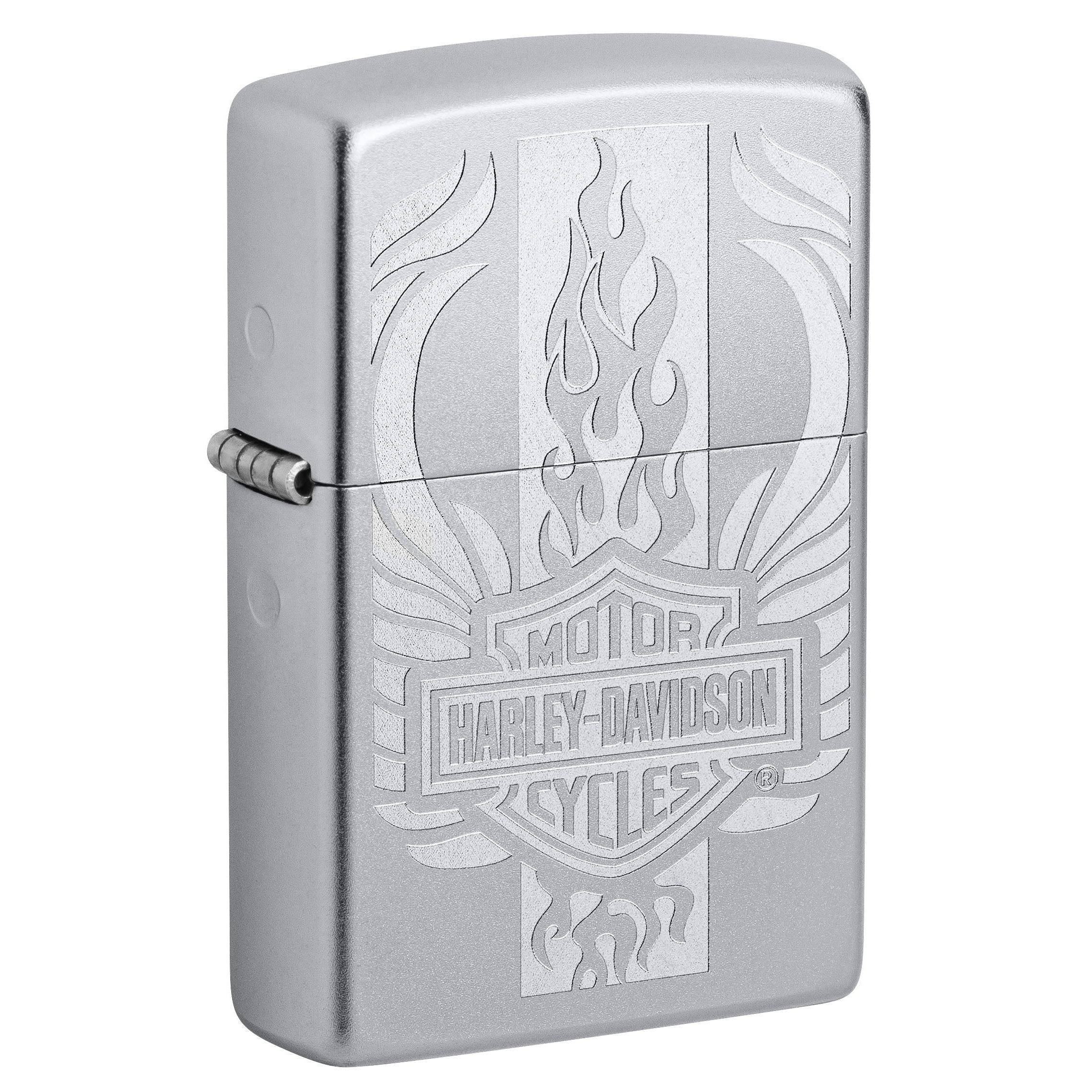 Zippo Lighter: Harley-Davidson, Engraved Logo - Satin Chrome 49660