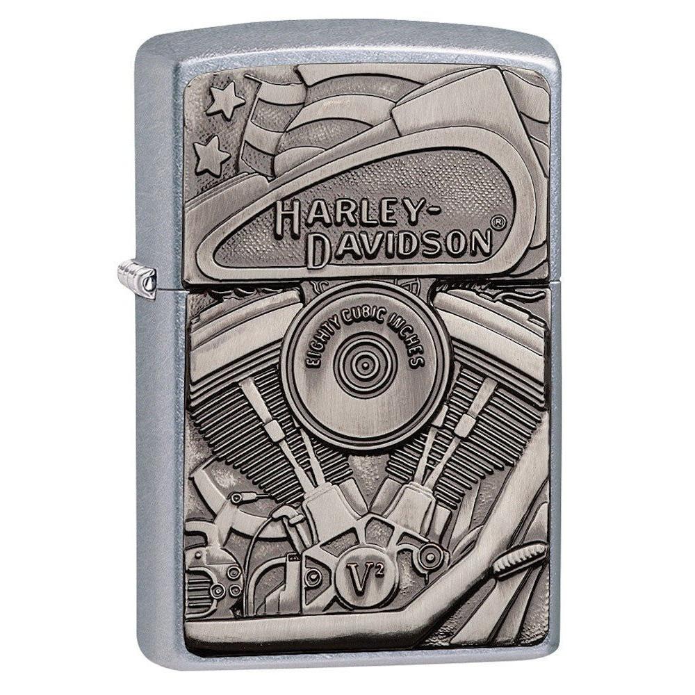 Zippo Lighter: Harley-Davidson Surprise Engine Emblem - Street Chrome Finish 29266