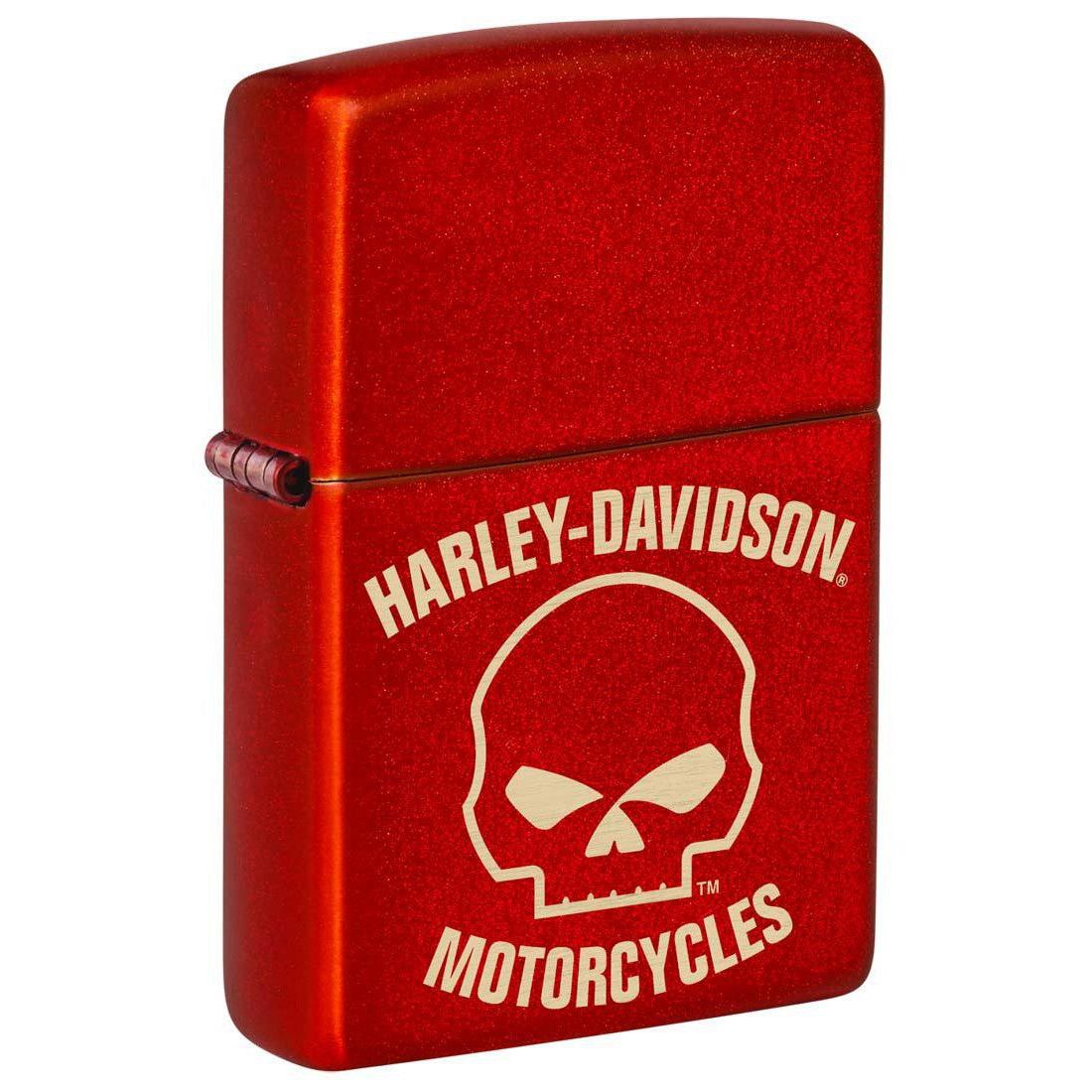Zippo Lighter: Harley-Davidson Willie G Skull, Engraved - Metallic Red 48603