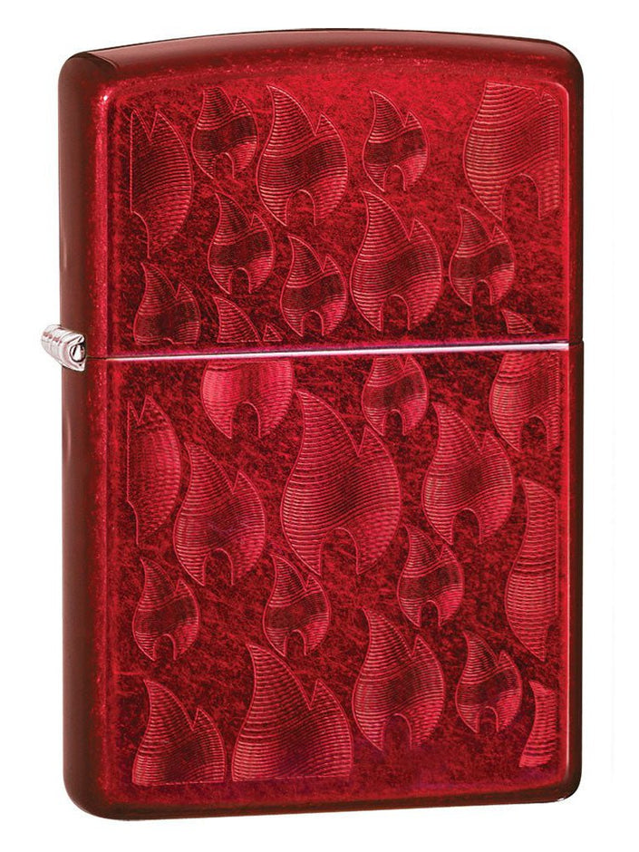 Zippo Lighter: Iced Carbon Fiber Zippo Logos - Candy Apple Red 29824