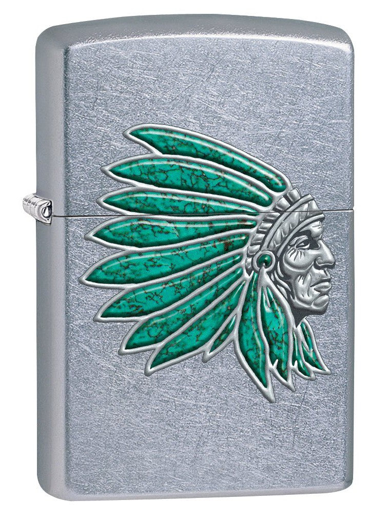 Zippo Lighter: Indian Head - Street Chrome 76515