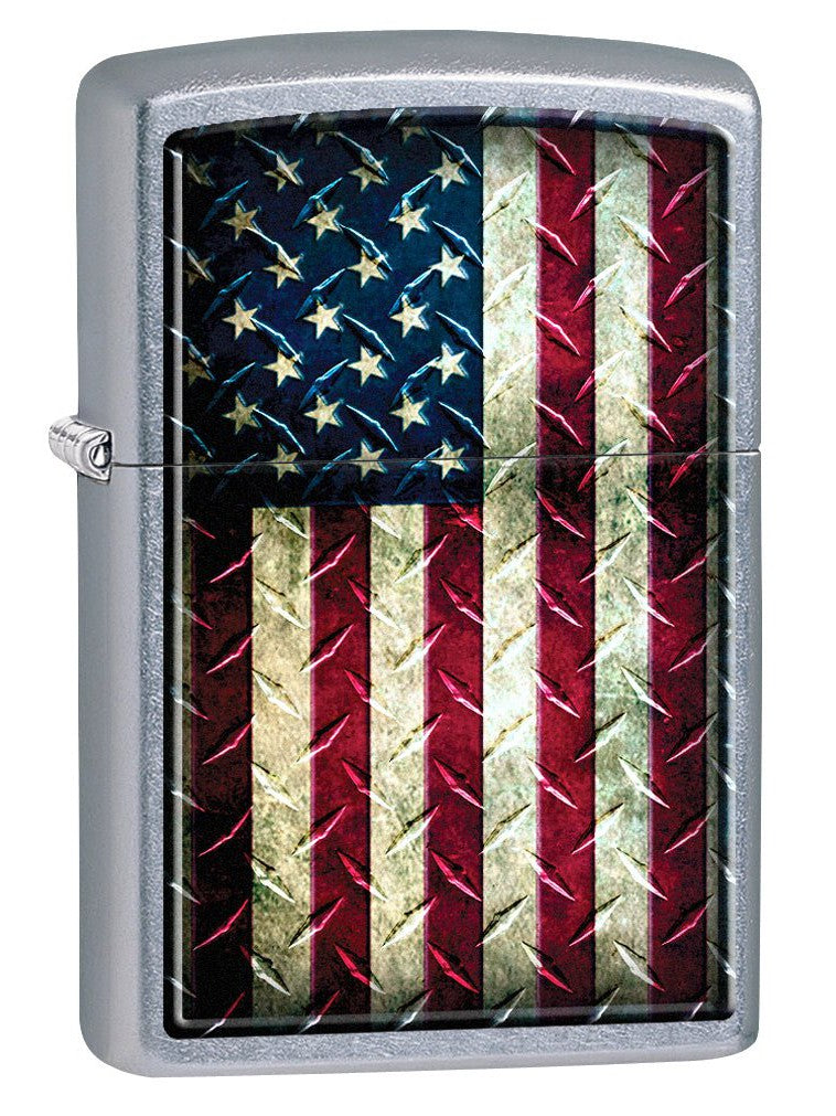 Zippo Lighter: Industrial United States Flag - Street Chrome 78633