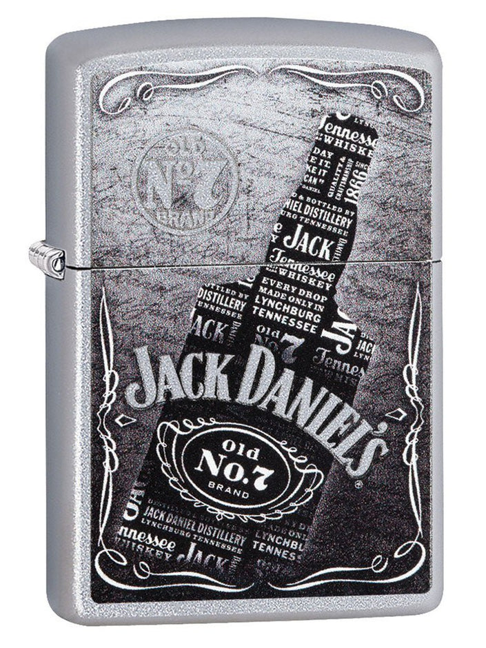 Zippo Lighter: Jack Daniels Bottle - Satin Chrome 29285