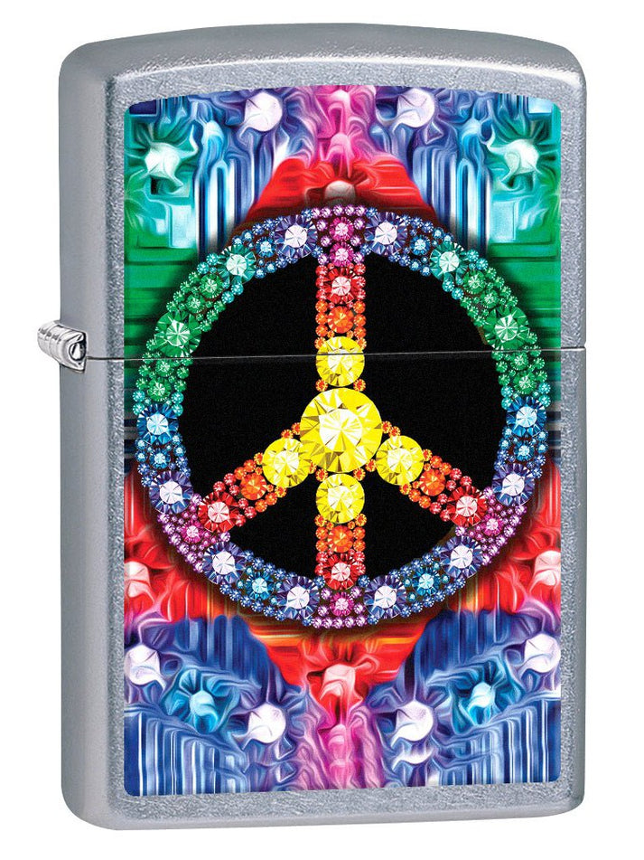Zippo Lighter: Jeweled Peace Sign - Street Chrome 78288