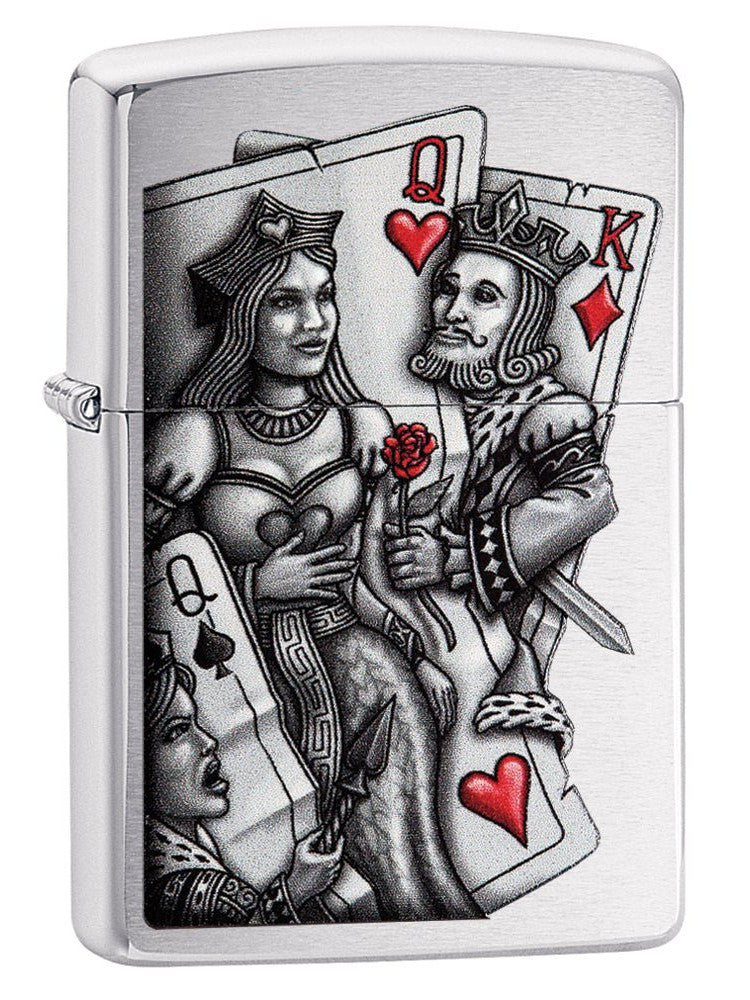 Zippo Lighter: King and Queen - Brushed Chrome 79206