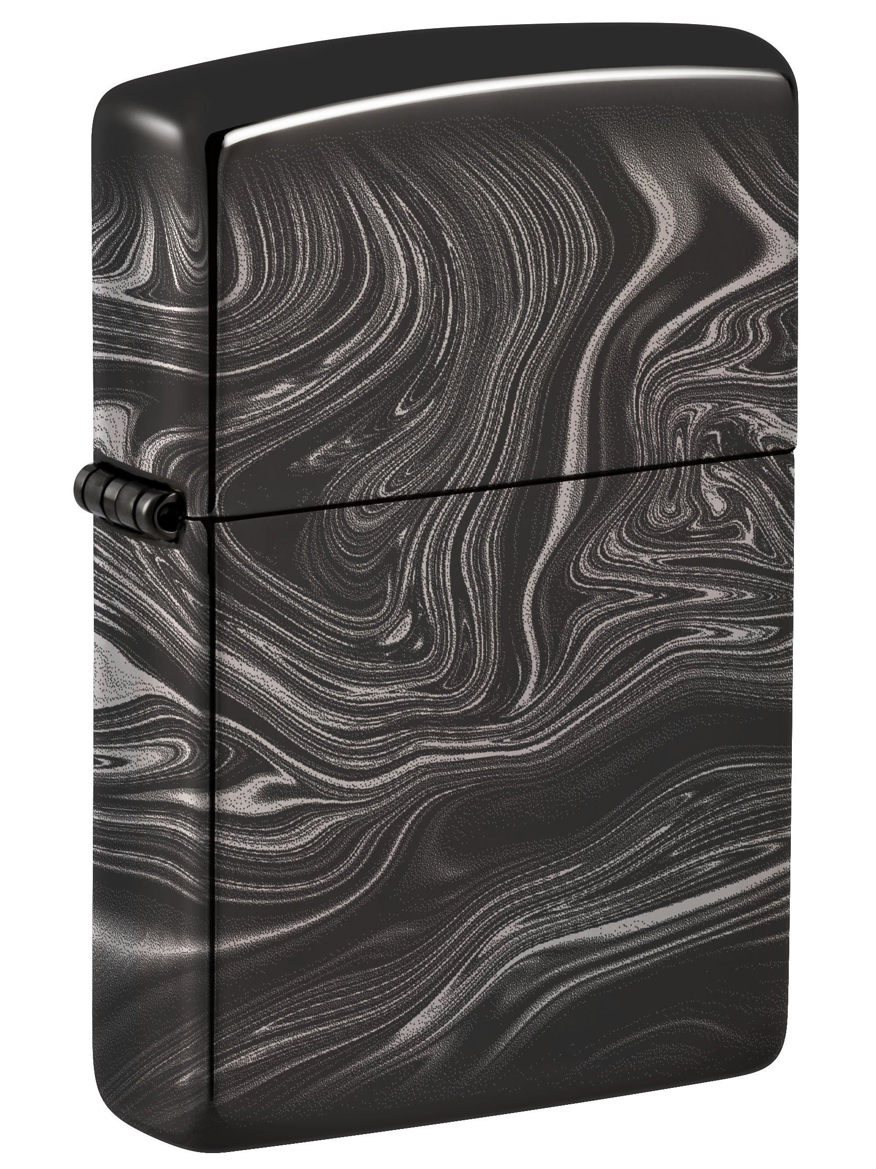 Zippo Lighter: Marble Pattern - High Polish Black 49812