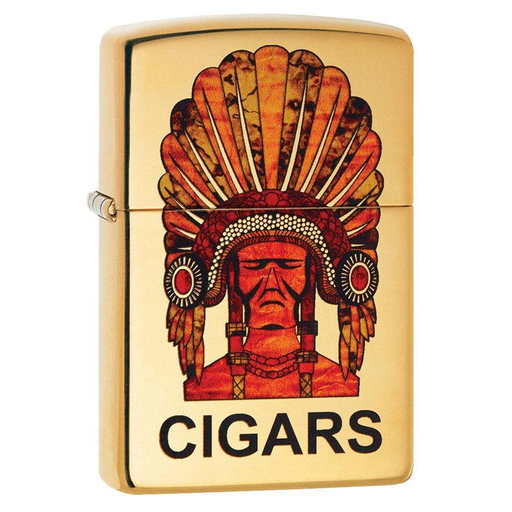 Zippo Lighter: Native American Cigars, Fusion - High Polish Brass 80715