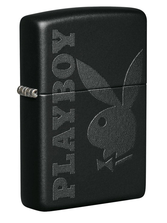 Zippo Lighter: Playboy Logo in Black - Black Matte 49342