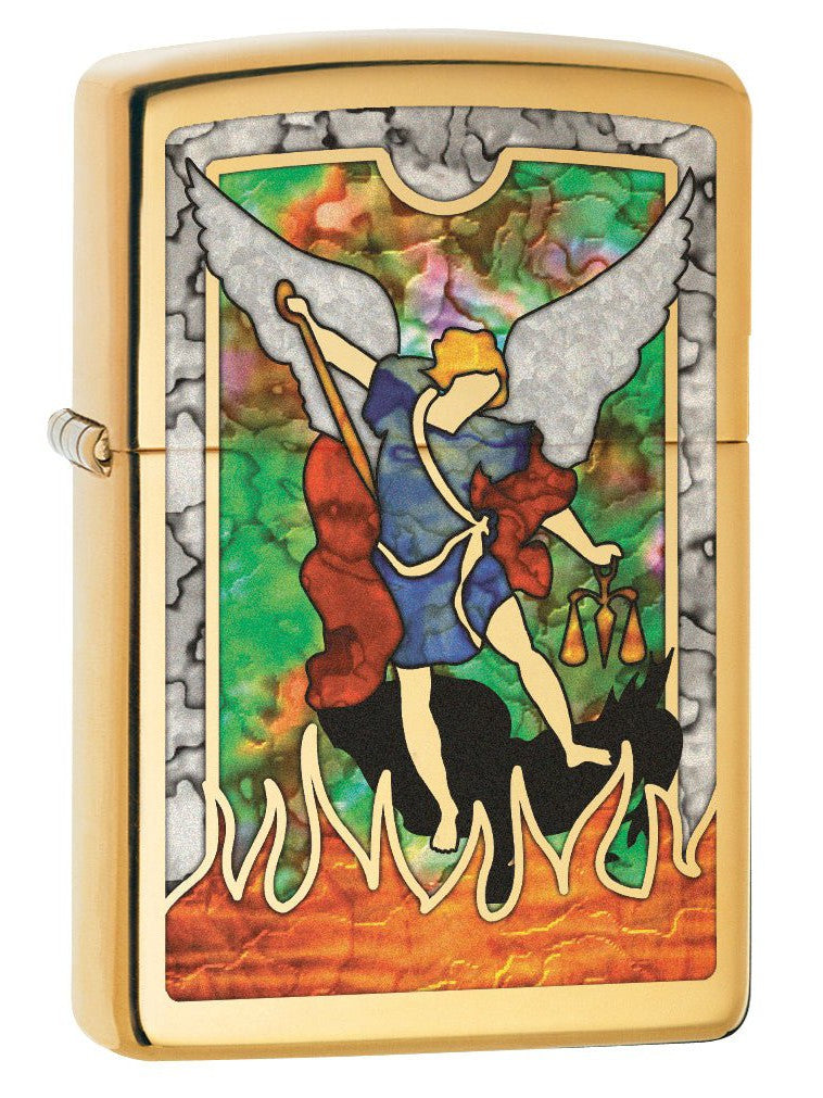 Zippo Lighter: Saint Michael the Archangel, Fusion - High Polish Brass 79107