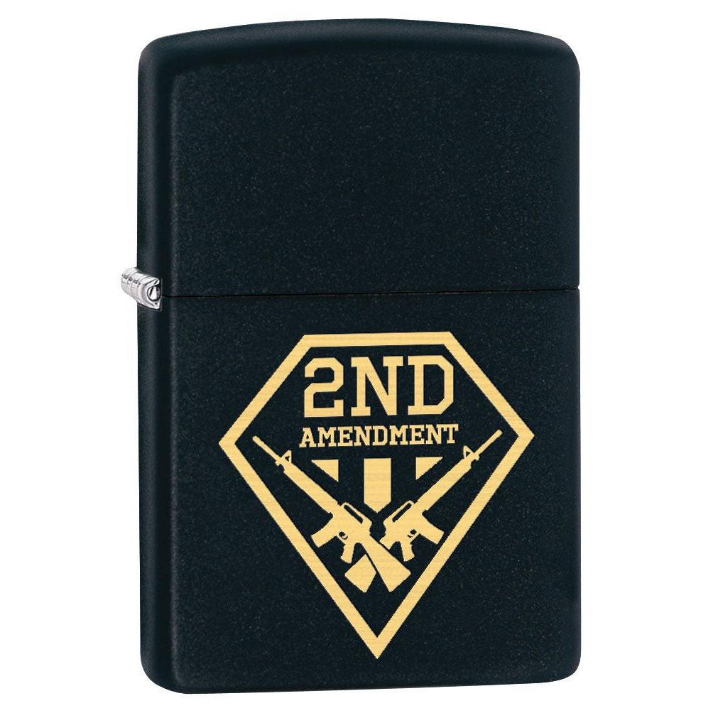Zippo Lighter: Second Amendment Gun Shield - Black Matte 79551