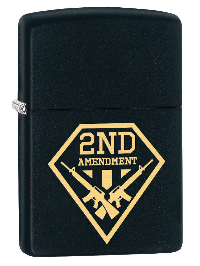 Zippo Lighter: Second Amendment Gun Shield - Black Matte 79551