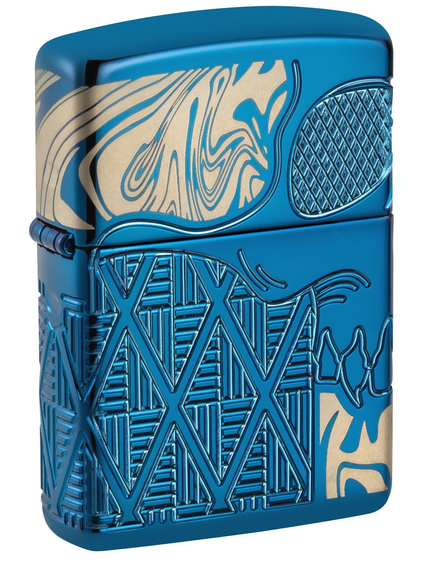 Zippo Lighter: Skull Design, Armor MultiCut - High Polish Blue 49705