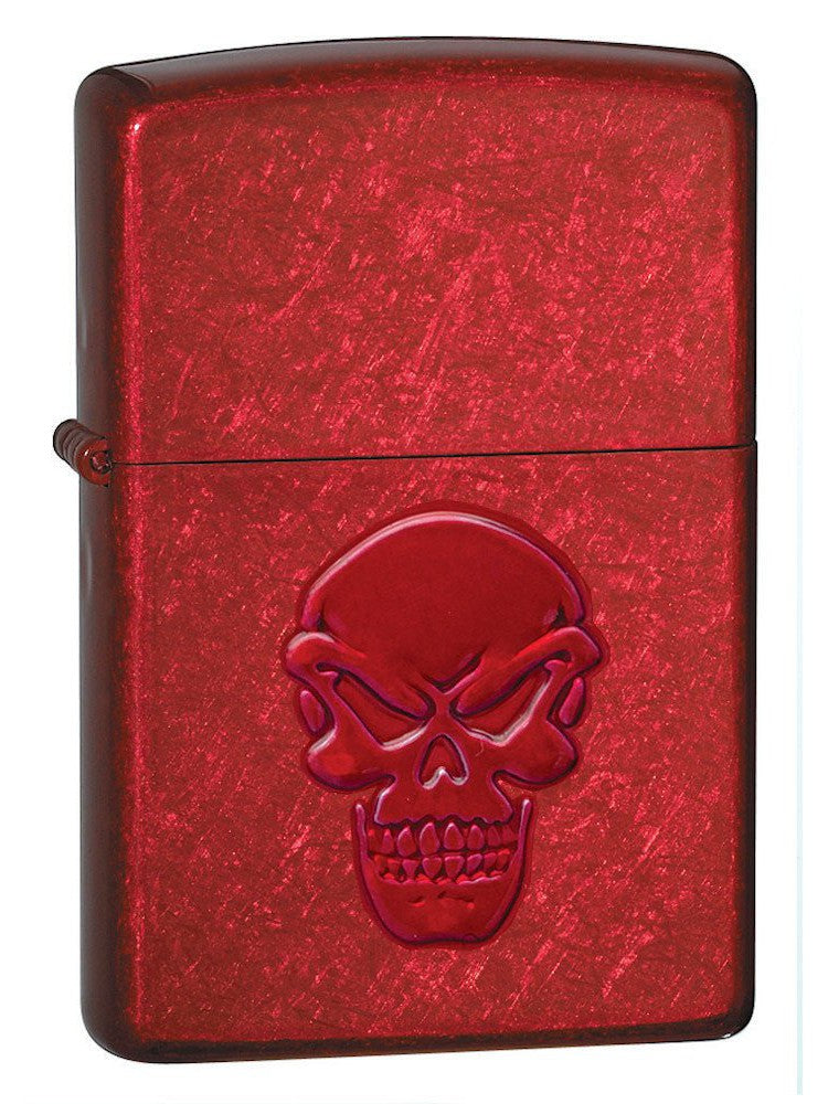 Zippo Lighter: Stamped Doom Skull - Candy Apple Red 21186