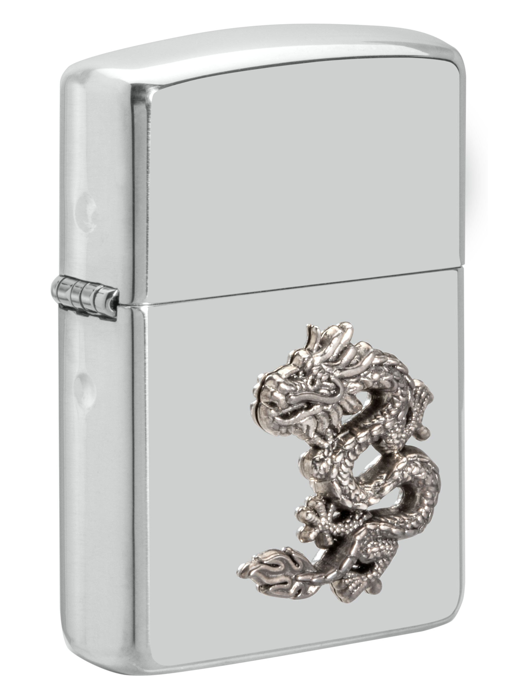 Zippo Lighter: Sterling Silver Chinese Dragon Emblem, Armor - High Polish 49555