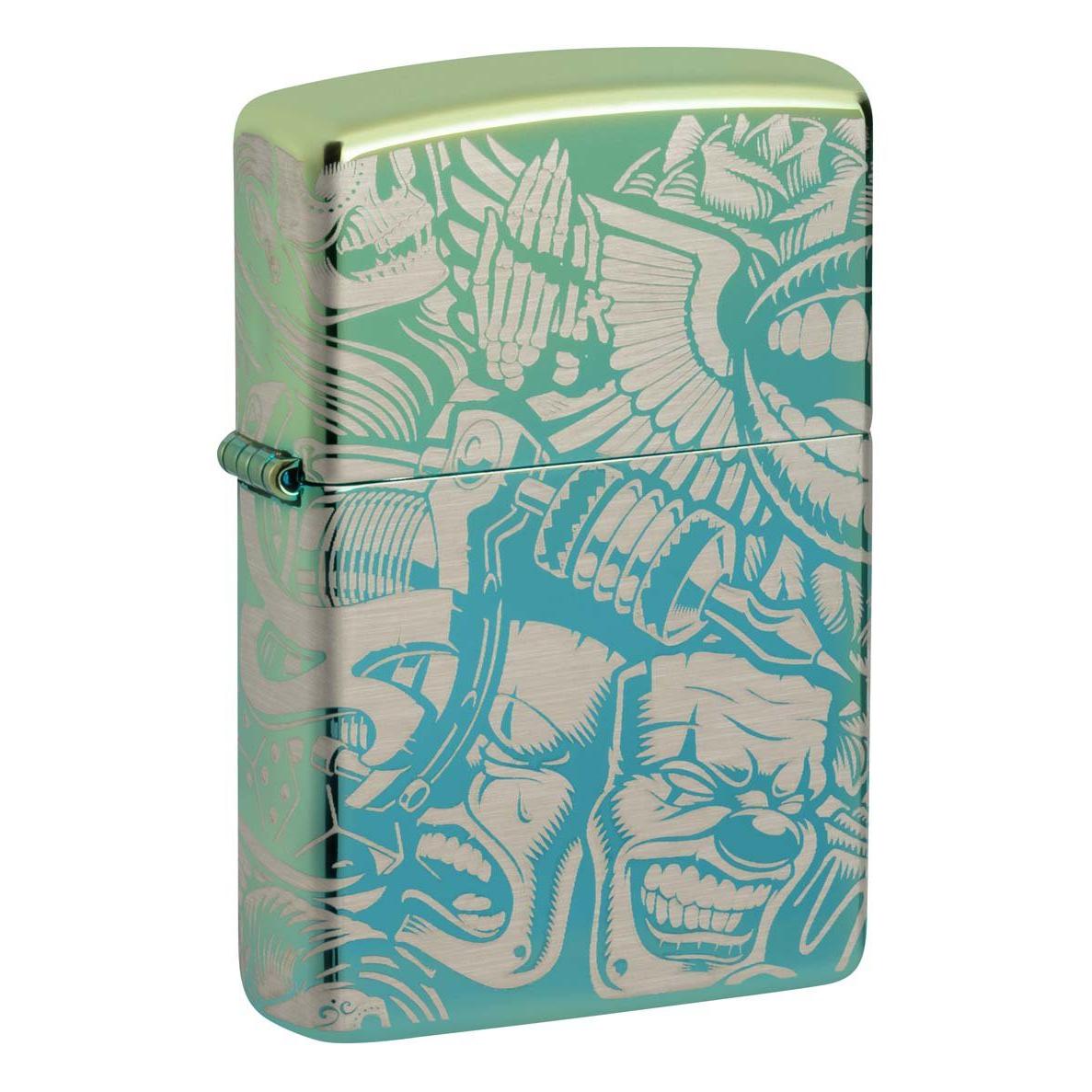 Zippo Lighter: Tattoo Themes, Laser 360 - High Polish Teal 48410